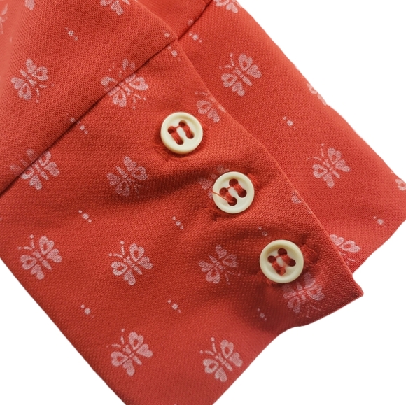 Vintage Lee Mar 1970s Butterfly Print Button Up Blouse - Picture 4 of 4